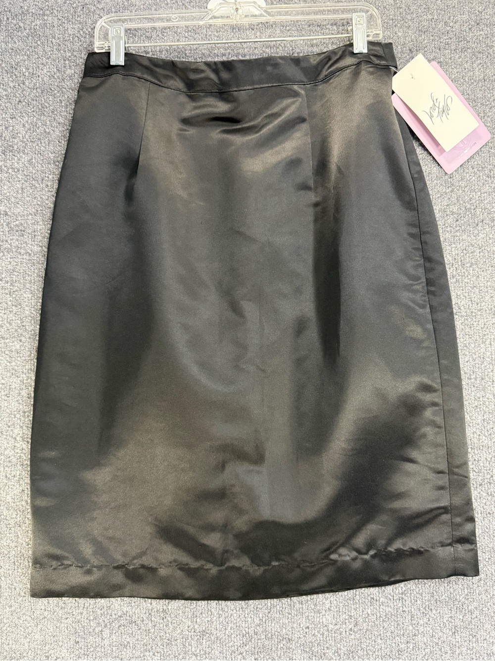 JS Collections Satin Pencil Skirt Black